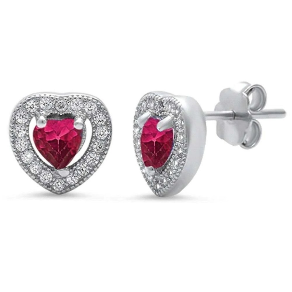 Ruby Heart Earrings